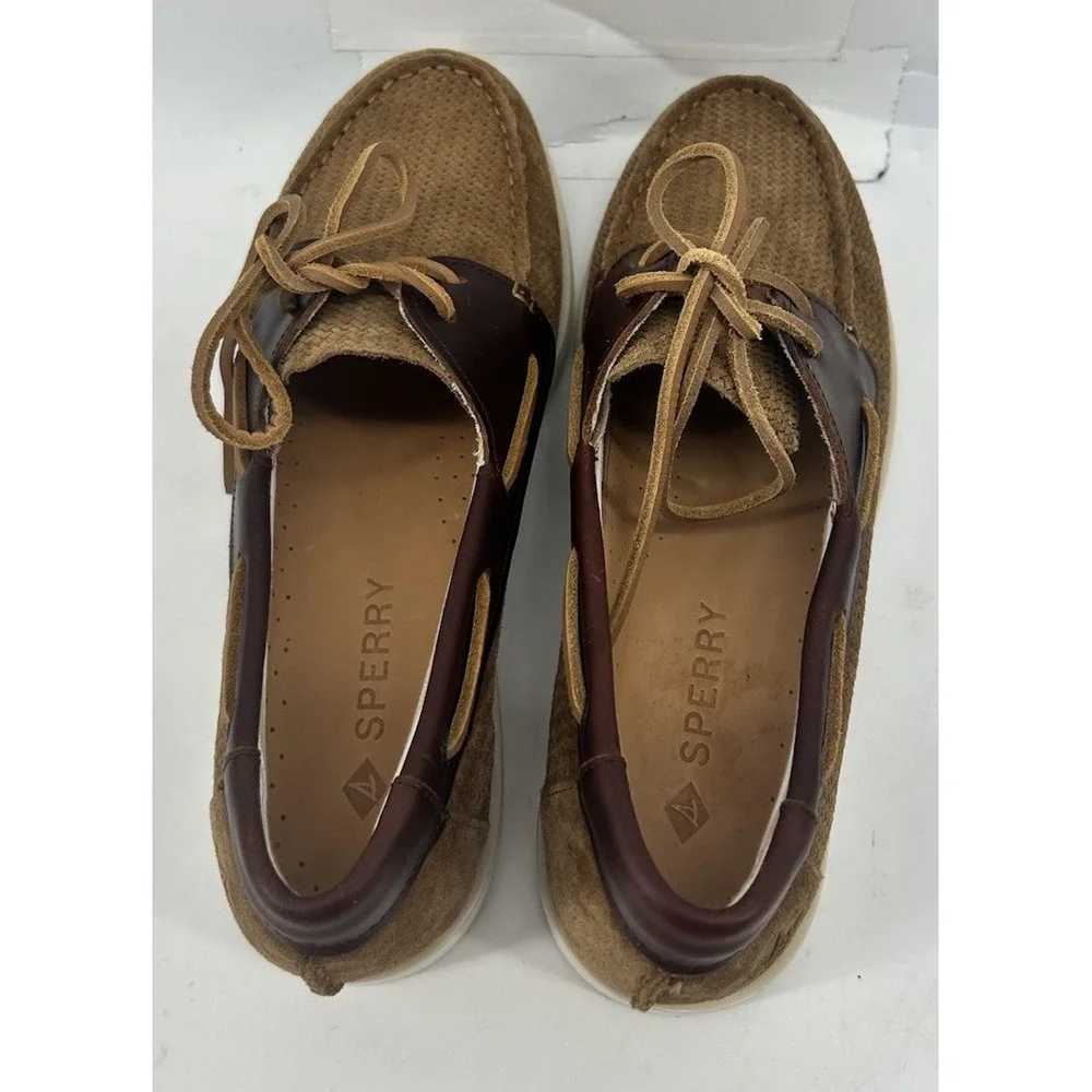 Sperry Aods Summer 2 Eye Boat Shoes Brown Leather Men's Size 8.5 NEW